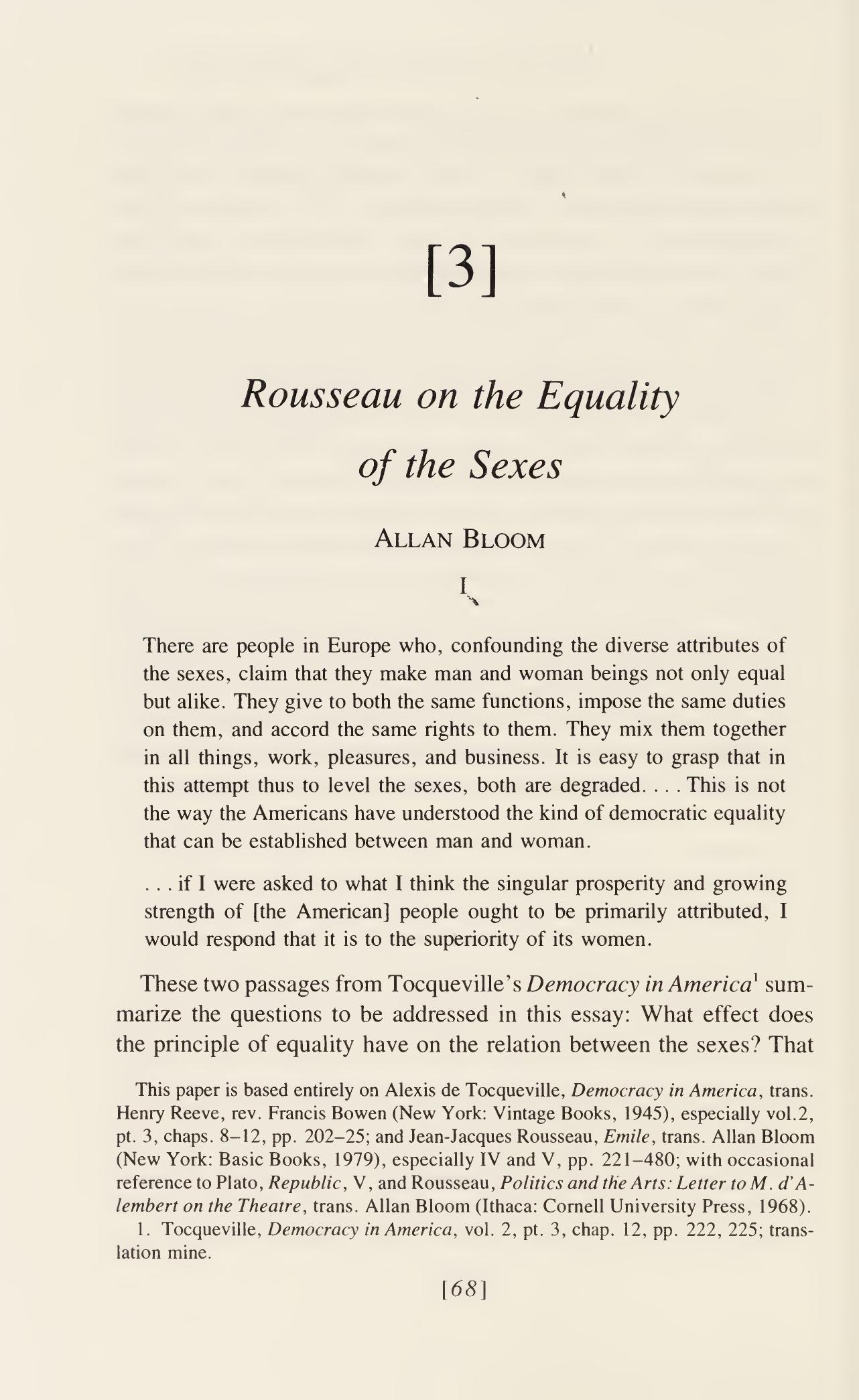 "Rousseau on Equality of the Sexes" by Allan Bloom