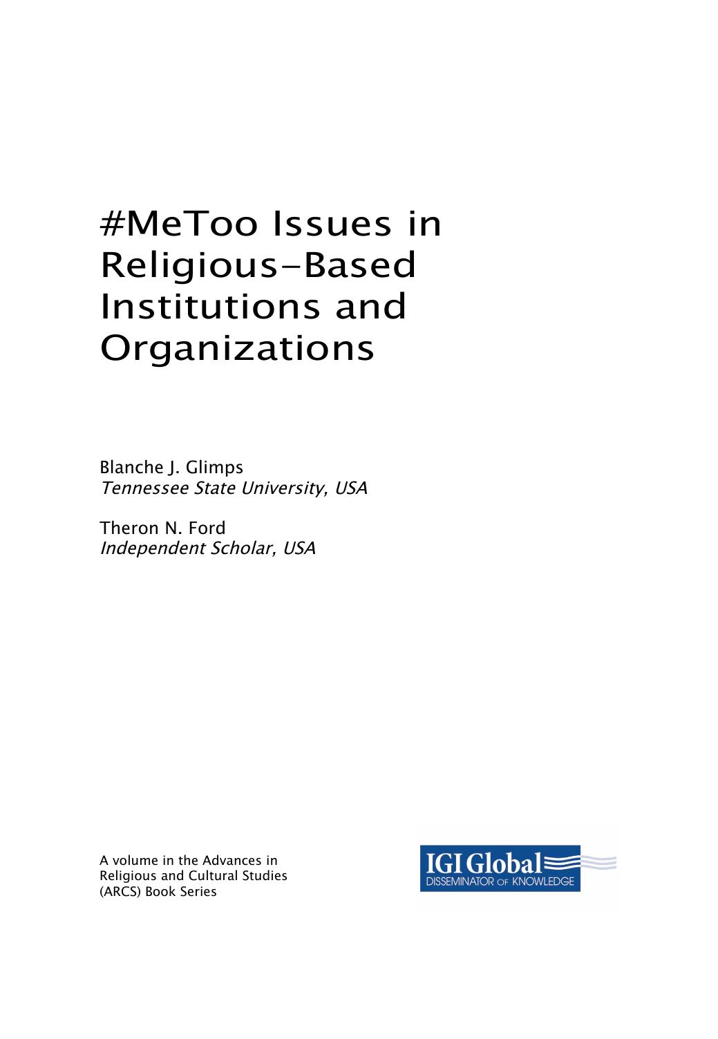 #MeToo Issues in Religious-Based Institutions and Organizations by Blanche J. Glimps and Theron N. Ford