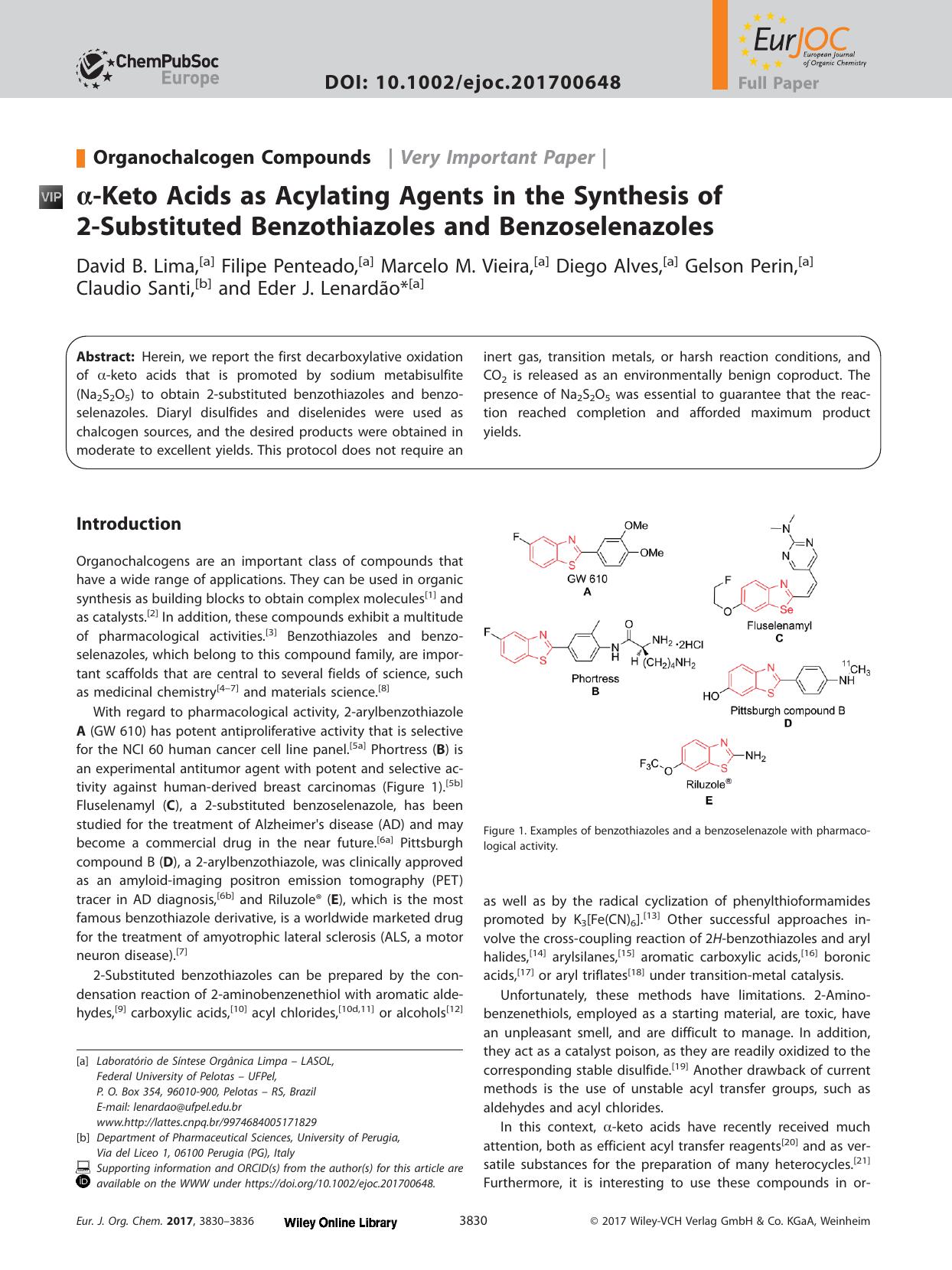 &#x003B1;&#x02010;Keto Acids as Acylating Agents in the Synthesis of 2&#x02010;Substituted Benzothiazoles and Benzoselenazoles by Unknown