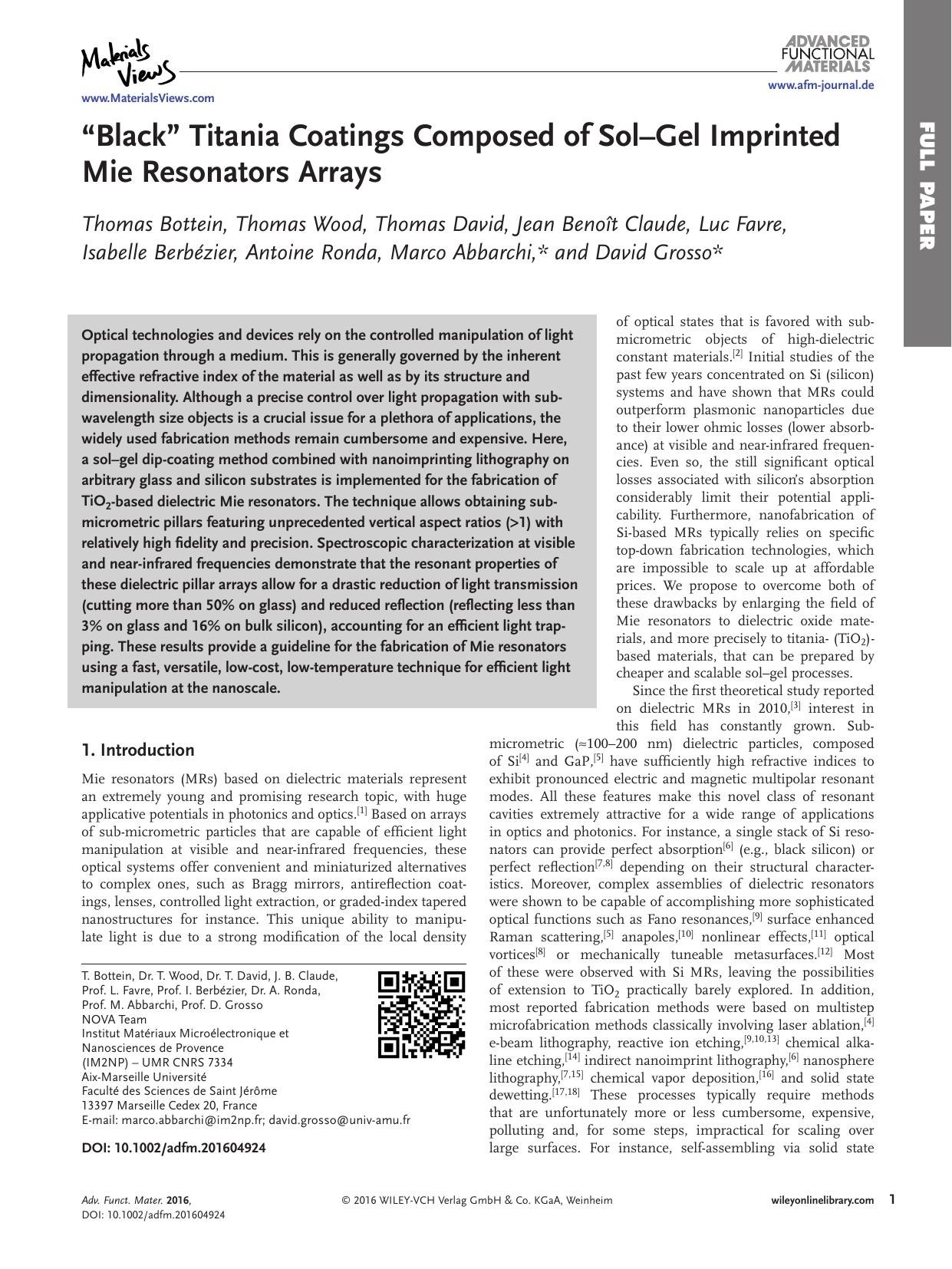 “Black” Titania Coatings Composed of Sol–Gel Imprinted Mie Resonators Arrays by Unknown