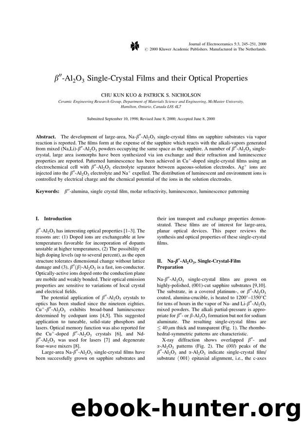 &#x03B2;&#x2033;-Al<Subscript>2<Subscript>O<Subscript>3<Subscript> Single-Crystal Films and their Optical Properties by Unknown
