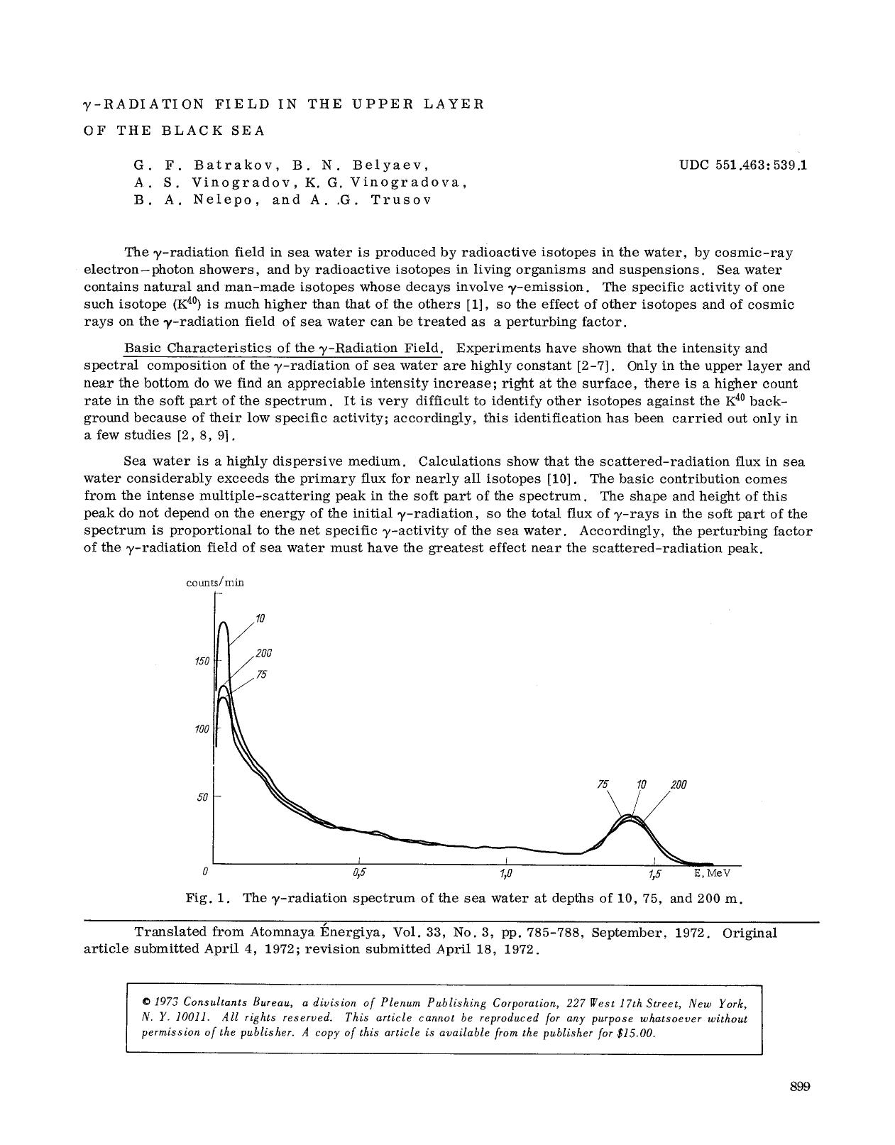 γ-radiation field in the upper layer of the black sea by Unknown
