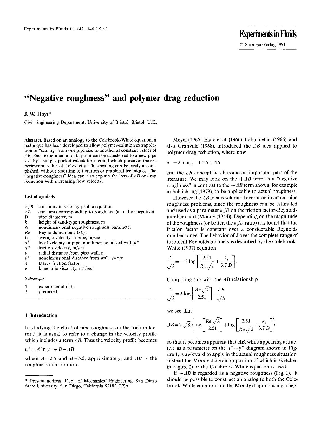 &#x201C;Negative roughness&#x201D; and polymer drag reduction by Unknown
