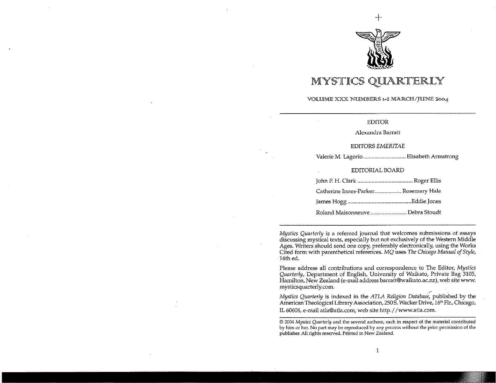 '''Perfection is Not of This World': Samuel Beckett and Mysticism'' by Chris Ackerley