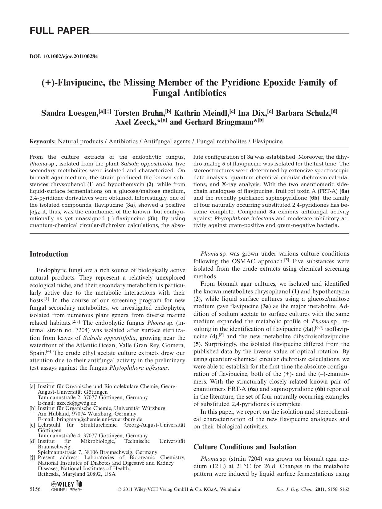 (+)Flavipucine, the Missing Member of the Pyridione Epoxide Family of Fungal Antibiotics by Unknown