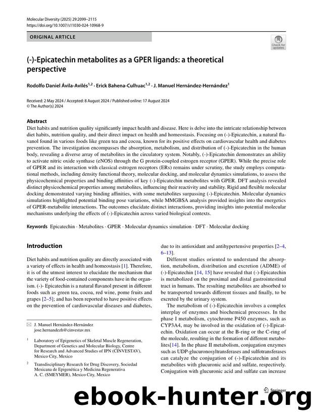 (-)-Epicatechin metabolites as a GPER ligands: a theoretical perspective by Rodolfo Daniel Ávila-Avilés & Erick Bahena-Culhuac & J. Manuel Hernández-Hernández