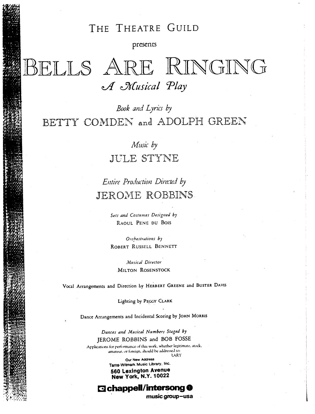 (Conductor's Score) Bells Are Ringing by Unknown