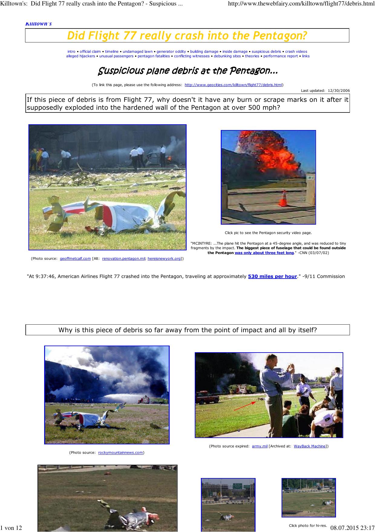 (Killtown's:  Did Flight 77 really crash into the Pentagon? - Suspicious plane debris...) by Andi