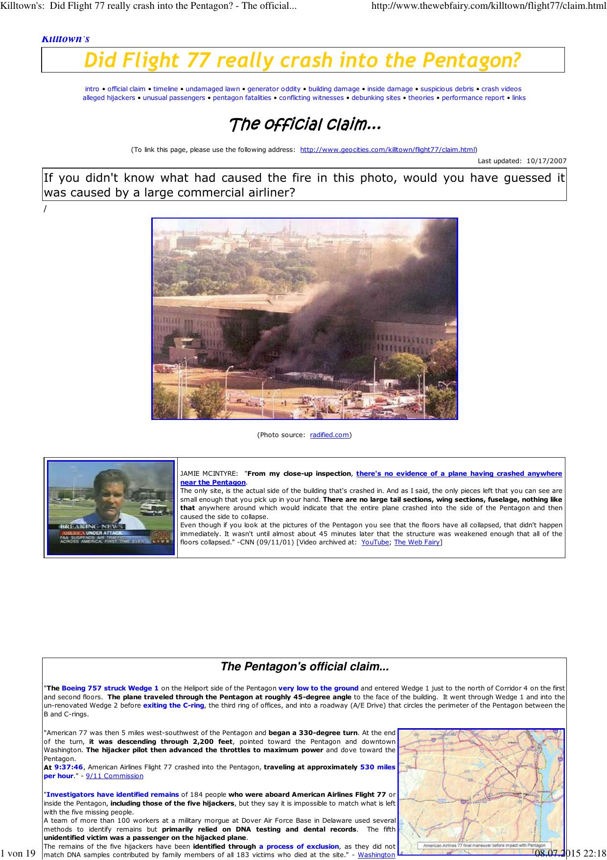 (Killtown's:  Did Flight 77 really crash into the Pentagon? - The official claim...) by Andi