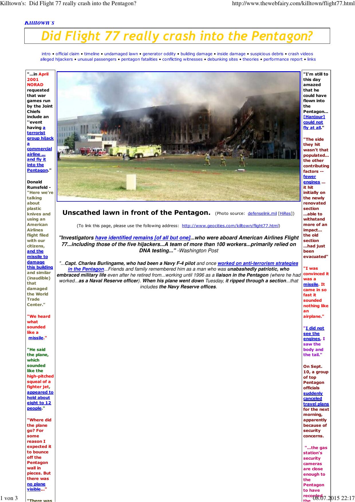 (Killtown's:  Did Flight 77 really crash into the Pentagon?) by Andi
