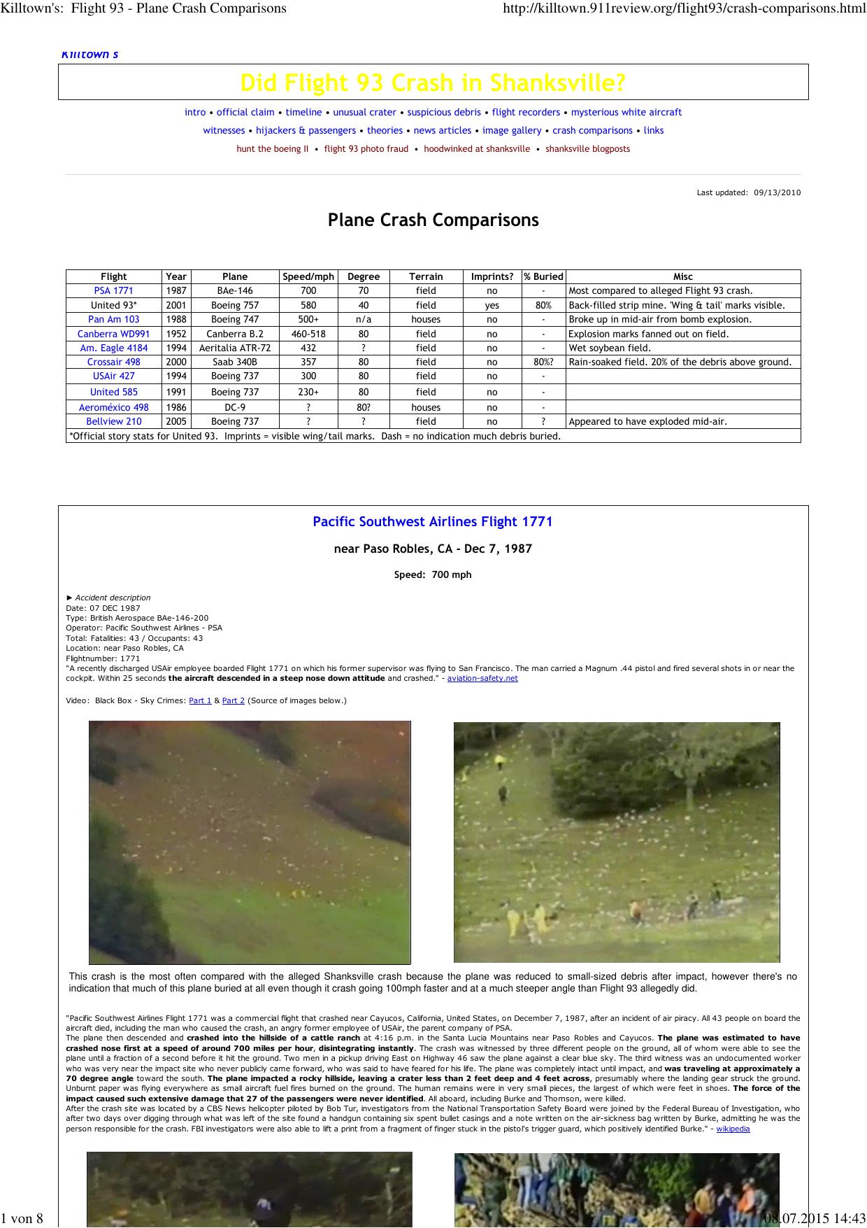 (Killtown's:  Flight 93 - Plane Crash Comparisons) by Andi