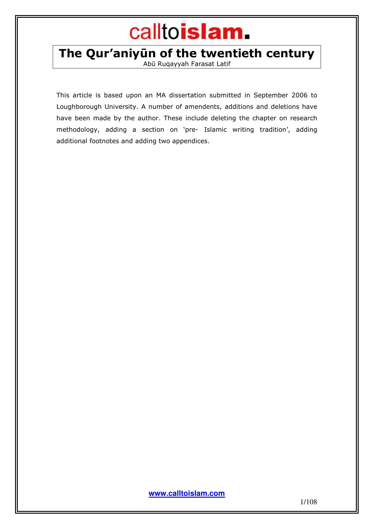 (Microsoft Word - The Quraniyoon of the twentieth century - Abu Ruqayyah Fa) by sa.d