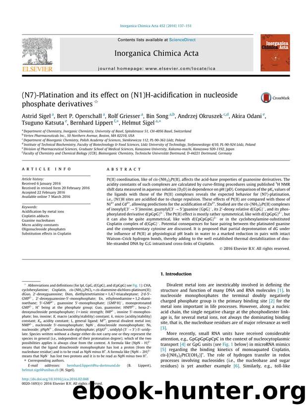 (N7)-Platination and its effect on (N1)H-acidification in nucleoside phosphate derivatives by unknow