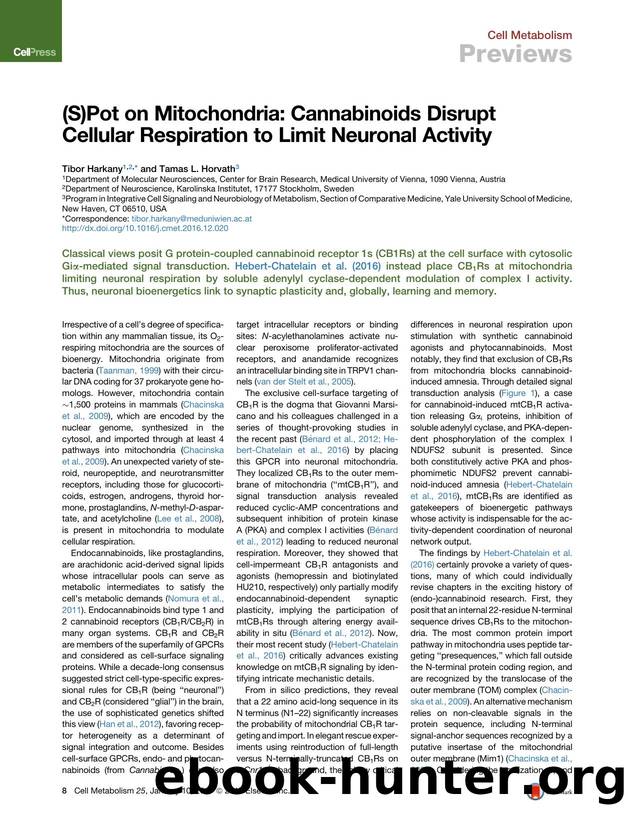 (S)Pot on Mitochondria: Cannabinoids Disrupt Cellular Respiration to Limit Neuronal Activity by Tibor Harkany & Tamas L. Horvath