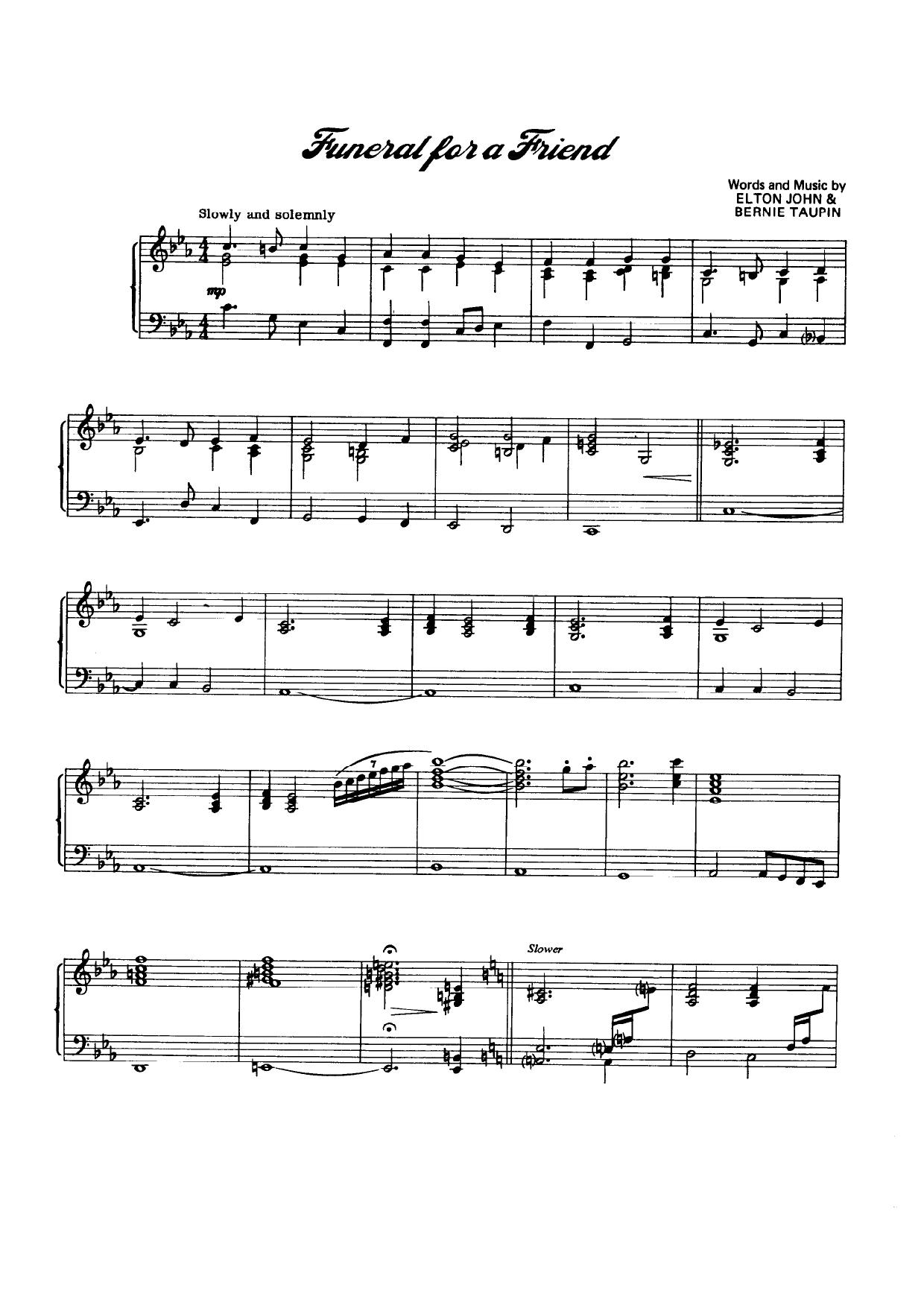 (Sheet Music - Piano) Elton John by Funeral For A Friend