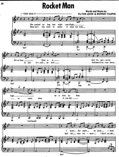 (Sheet Music - Piano) Elton John by Rocket Man