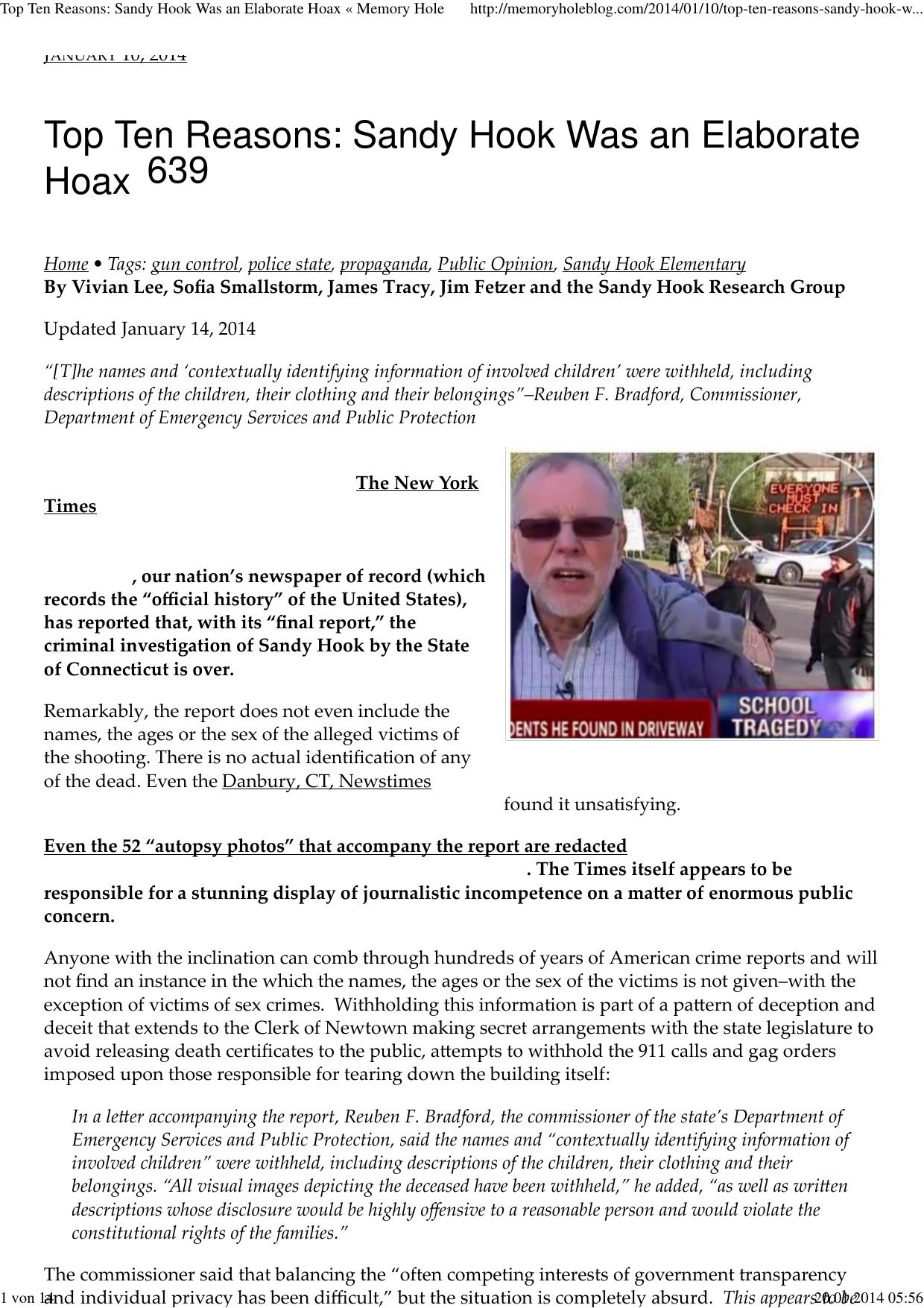 (Top Ten Reasons: Sandy Hook Was an Elaborate Hoax « Memory Hole) by Benutzer1