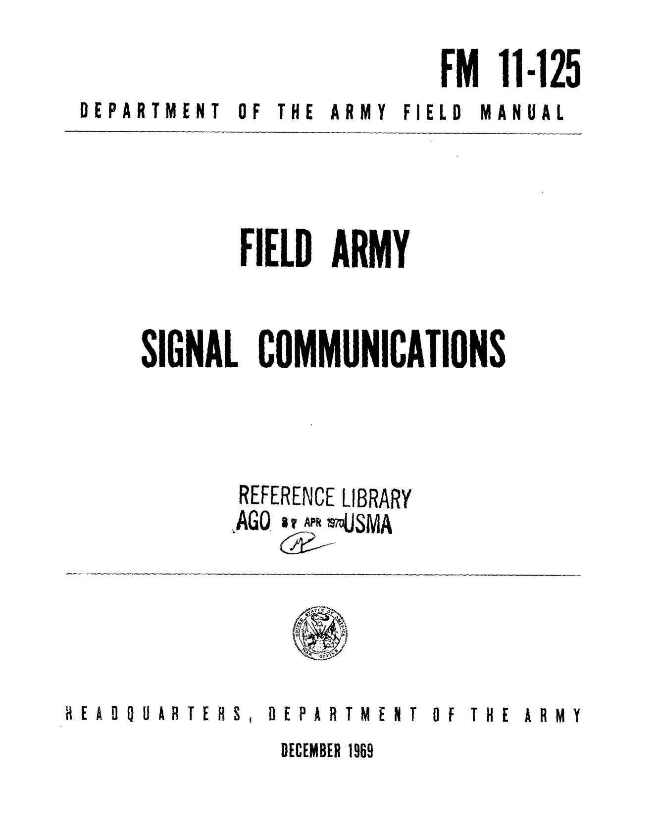 (eBook - English - Military) US Army - Field Manual FM 11-125 by FIELD ARMY SIGNAL COMMUNICATIONS 69