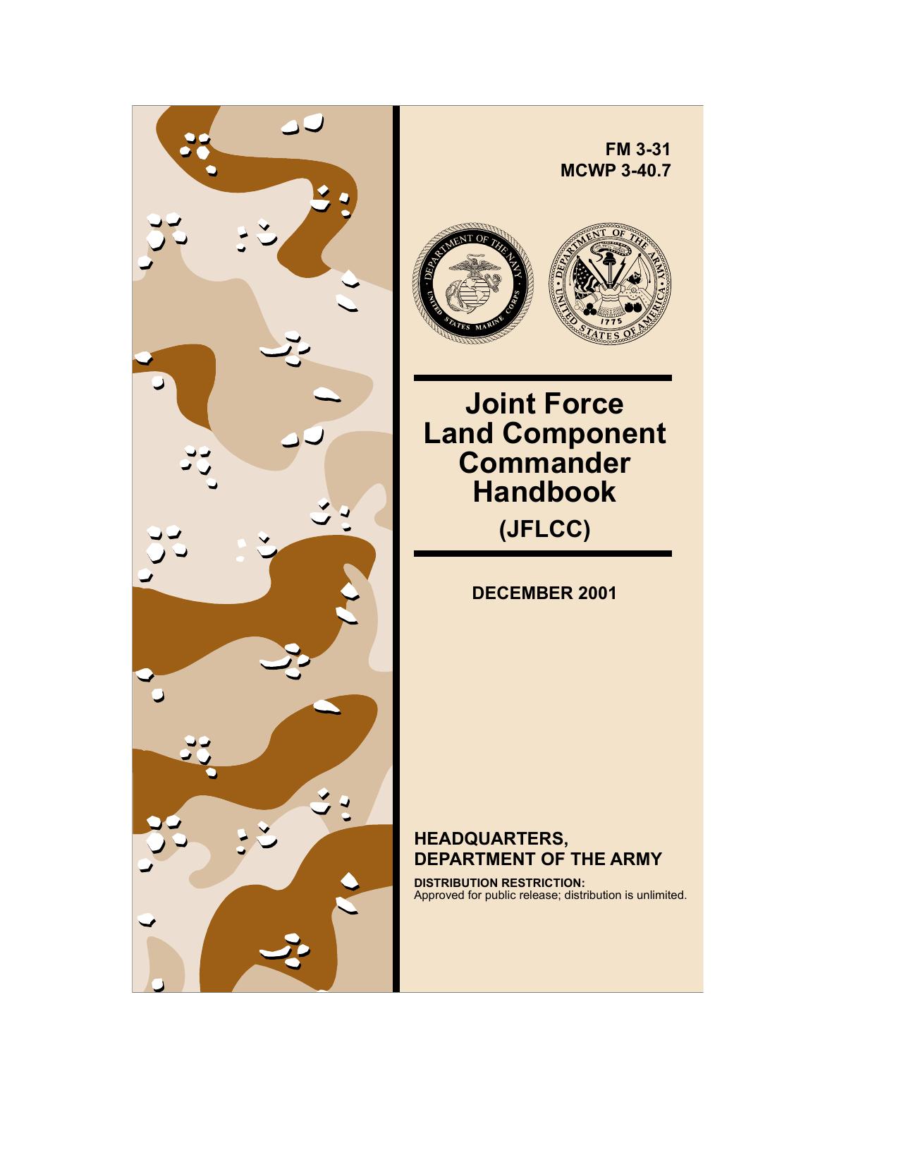 (eBook - English - Military) US Army - Field Manual FM 3-31 by Joint Force Land Component Commander Handbook (JFLCC)