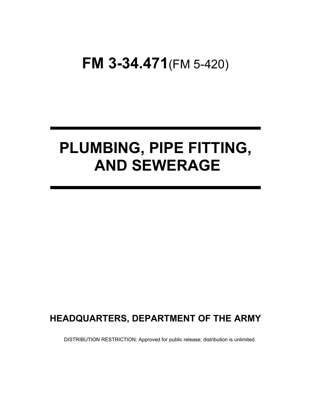 (eBook - English - Military) US Army - Field Manual FM 3-34.471 by Plumbing pipe fitting & sewerage AUG2001