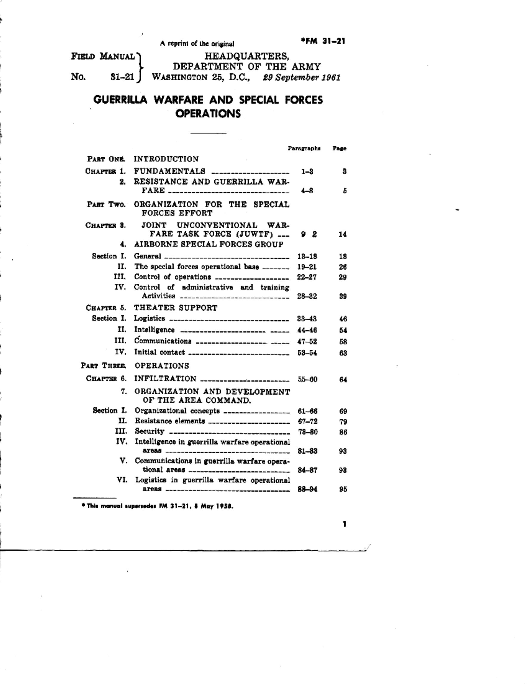 (eBook - English - Military) US Army - Field Manual FM 31-21 by Guerrilla Warfare & Special Forces Sep1961