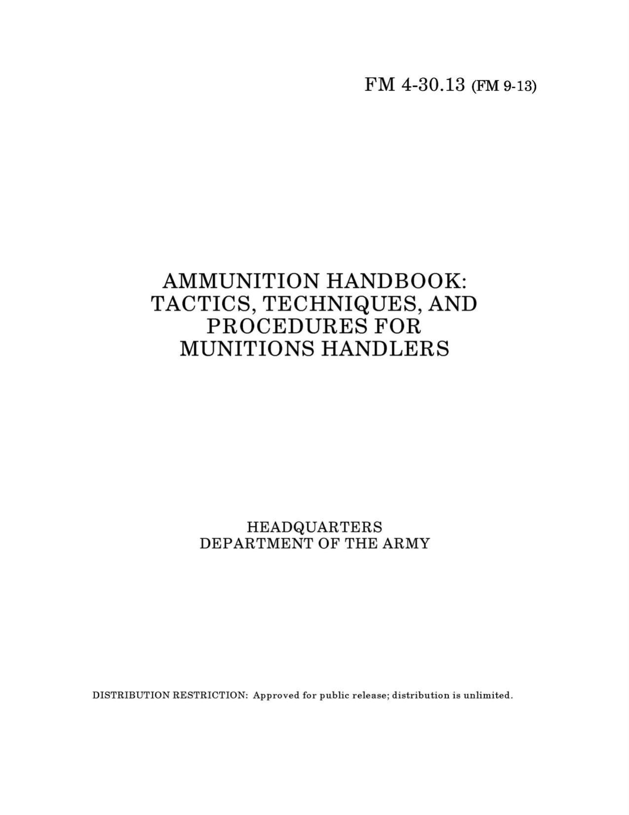 (eBook - English - Military) US Army - Field Manual FM 4-30.13 by Ammunition Handbook