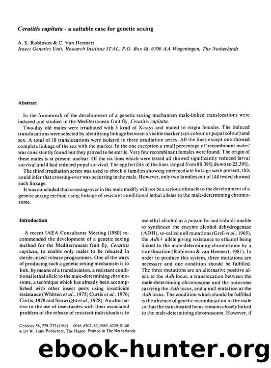 <Emphasis Type="Italic">Ceratitis capitata<Emphasis>—a suitable case for genetic sexing by Unknown
