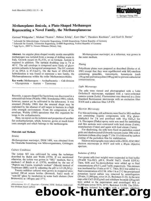 <Emphasis Type="Italic">Methanoplanus limicola <Emphasis>, a plate-shaped methanogen representing a novel family, the methanoplanaceae by Unknown