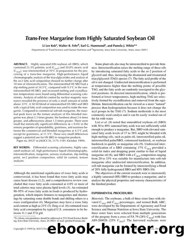 <Emphasis Type="Italic">Trans<Emphasis>-free margarine from highly saturated soybean oil by Unknown