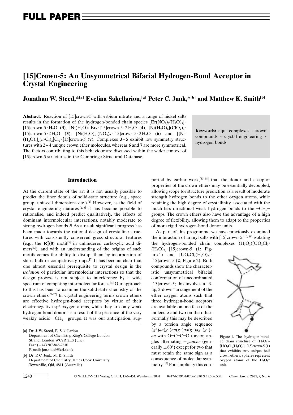 [15]Crown-5: An Unsymmetrical Bifacial Hydrogen-Bond Acceptor in Crystal Engineering by Unknown