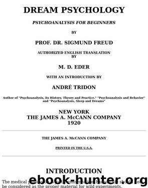 [1920] Dream Psychology Psychoanalysis for Beginners by Sigmund Freud