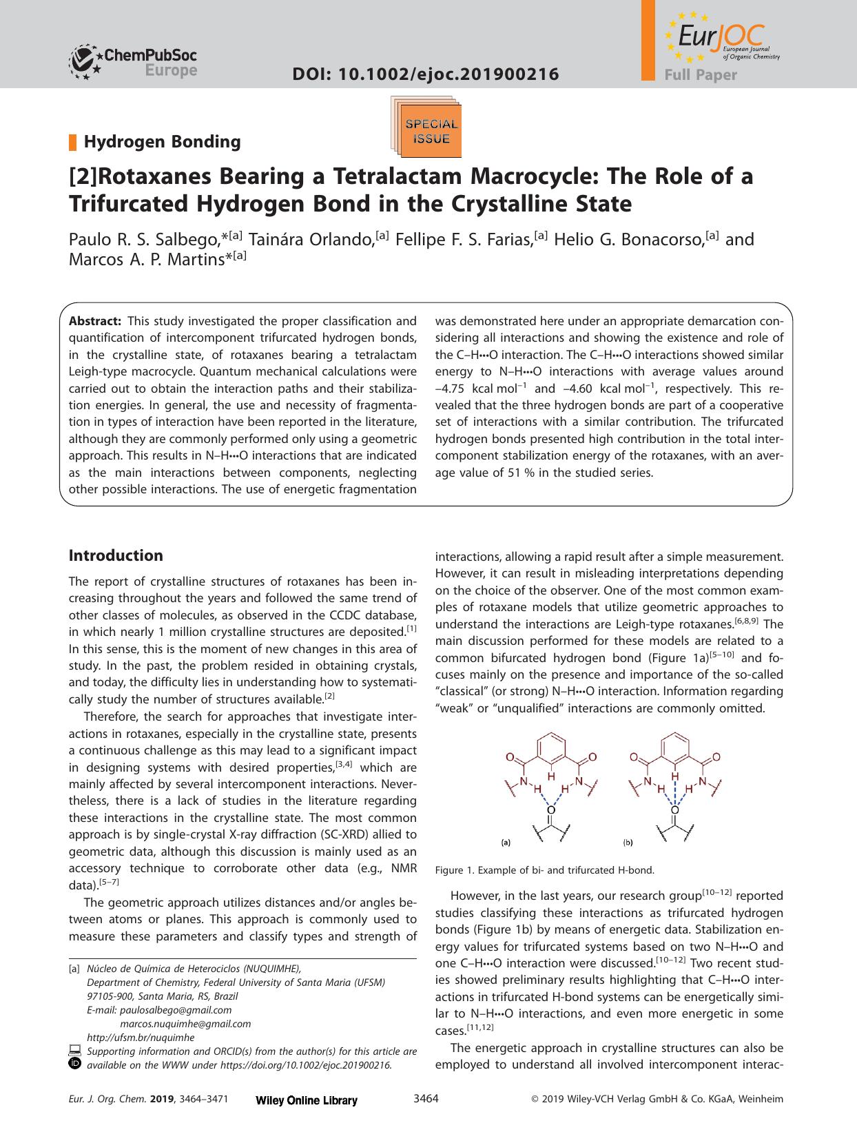 [2]Rotaxanes Bearing a Tetralactam Macrocycle: The Role of a Trifurcated Hydrogen Bond in the Crystalline State by Unknown
