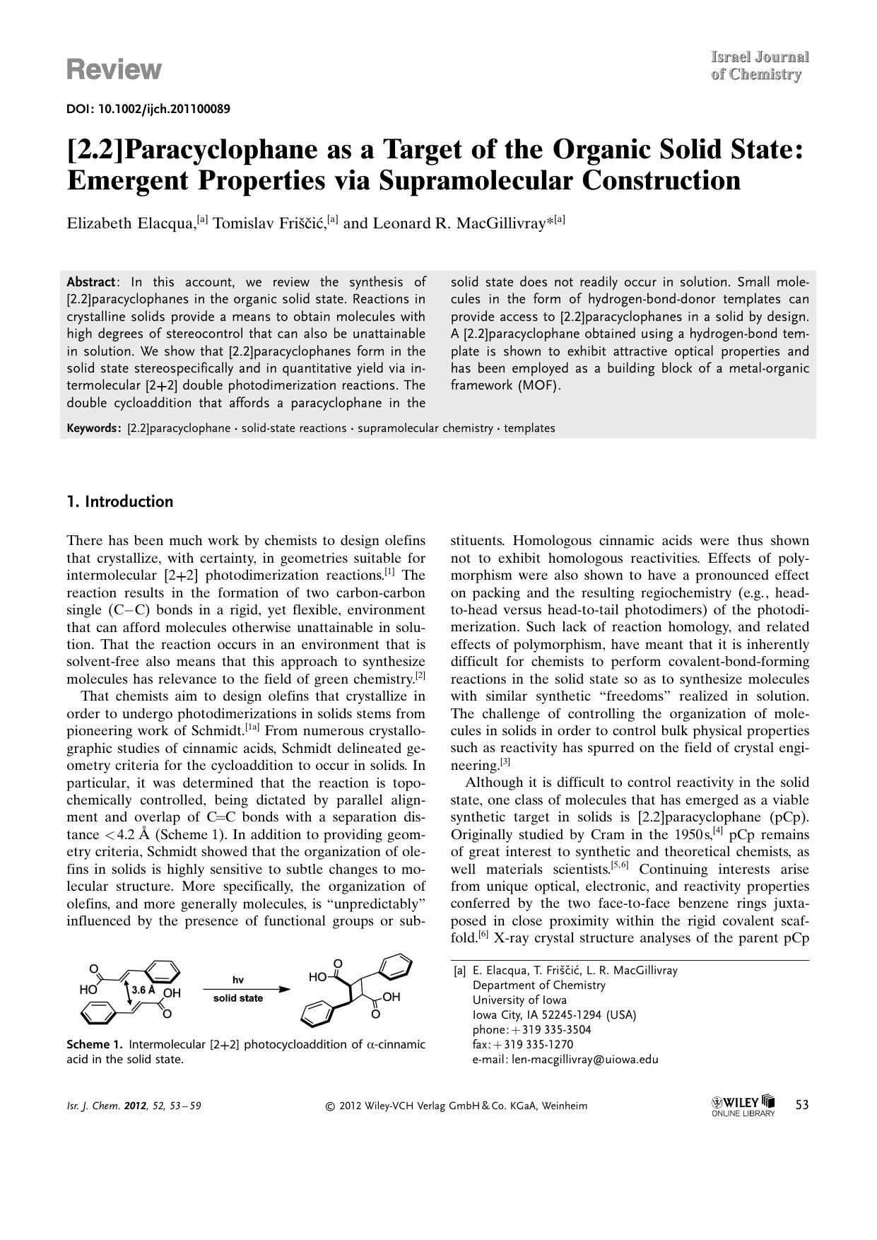 [2.2]Paracyclophane as a Target of the Organic Solid State: Emergent Properties via Supramolecular Construction by Unknown