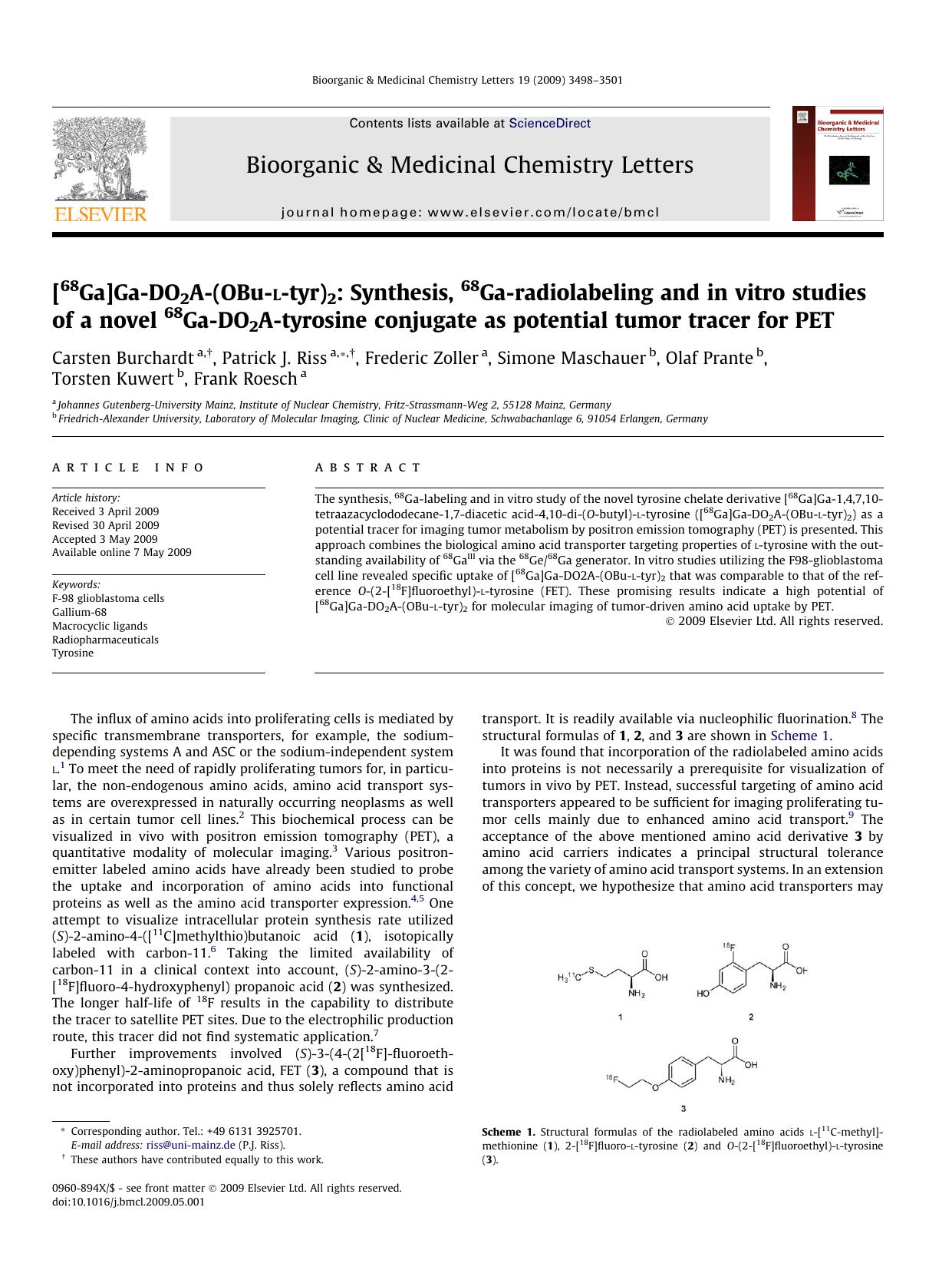 [68Ga]Ga-DO2A-(OBu-l-tyr)2: Synthesis, 68Ga-radiolabeling and in vitro studies of a novel 68Ga-DO2A-tyrosine conjugate as potential tumor tracer for PET by unknow