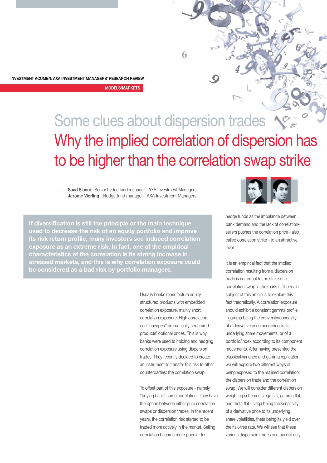 [AXA Investment] Why the Implied Correlation of Dispersion Has to be Higher Than the Correlation Swap Strike by unknow