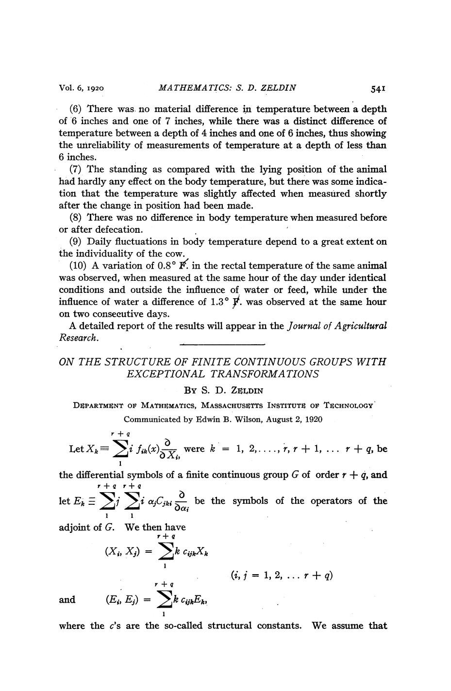 [Article] On the Structure of Finite Continuous Groups with Exceptional Transformations by Zeldin S. D