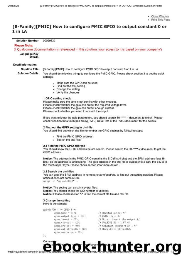 [B-Family][PMIC] How to configure PMIC GPIO to output constant 0 or 1 in LA   QCT Americas Customer Portal by Unknown