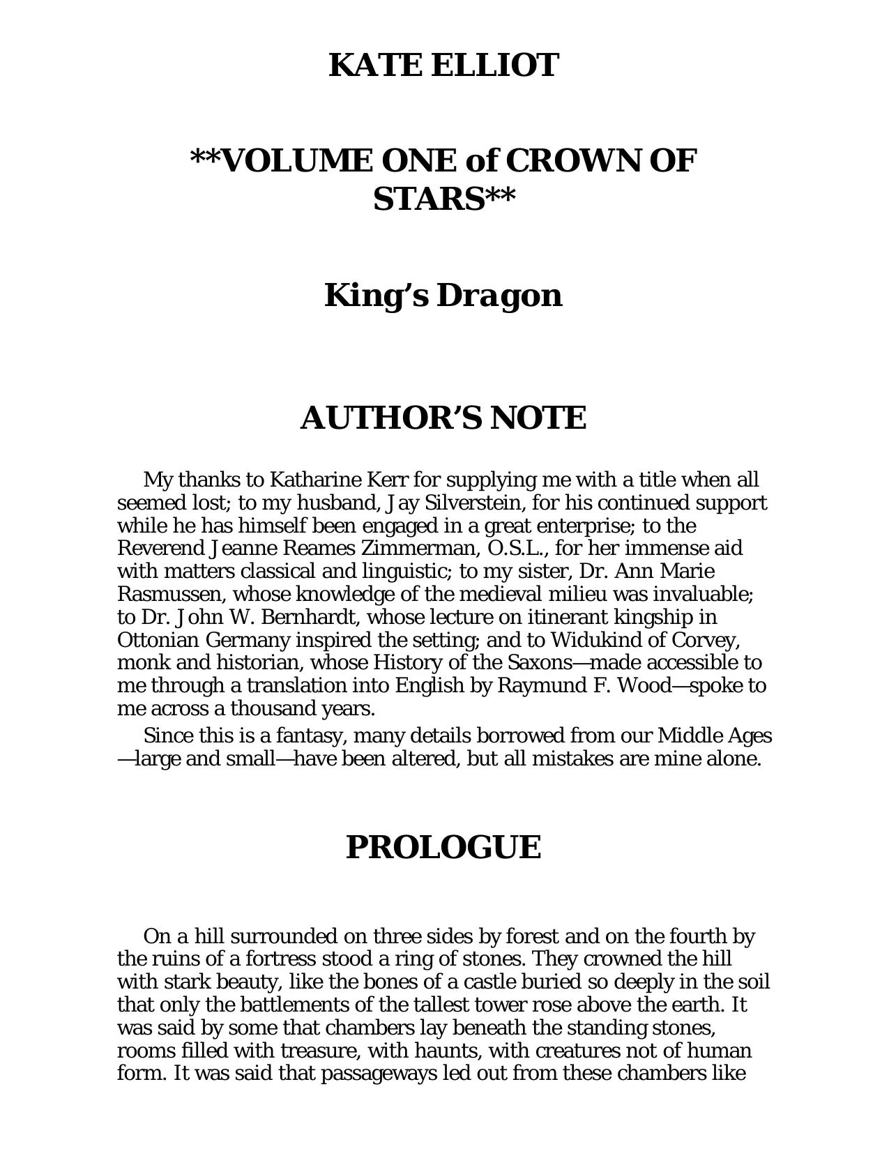 [Crown of Stars 01] - King's Dragon by Kate Elliott
