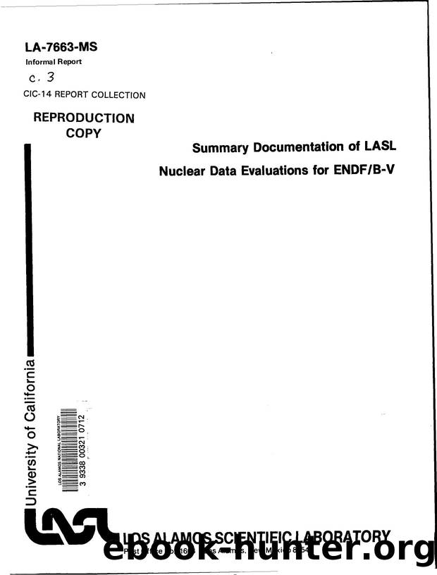 [LA-7663-MS] Summary documentation of LASL nuclear data evaluations for ENDF B-V by LANL Research Library LWW Project