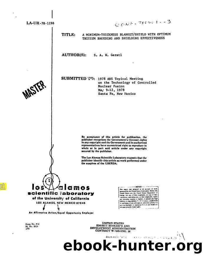 [LA-UR-78-1198] Minimum-thickness blanket shield with optimum tritium breeding and shielding effectiveness by LANL Research Library LWW Project