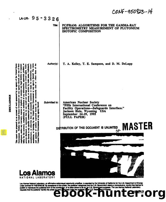 [LA-UR-95-3326] PC FRAM   algorithms for the gamma-ray spectrometry measurement of plutonium isotopic composition by LANL Research Library LWW Project