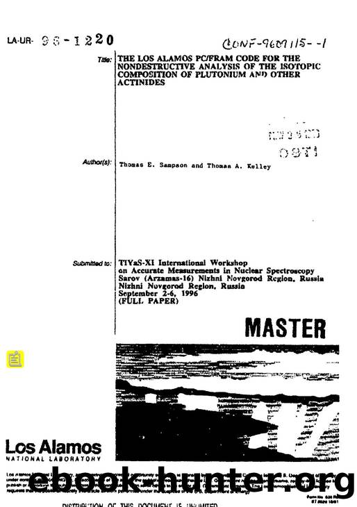 [LA-UR-96-1220] The Los Alamos PC FRAM code for the nondestructive analysis of the isotopic composition of plutonium and other actinides by LANL Research Library LWW Project