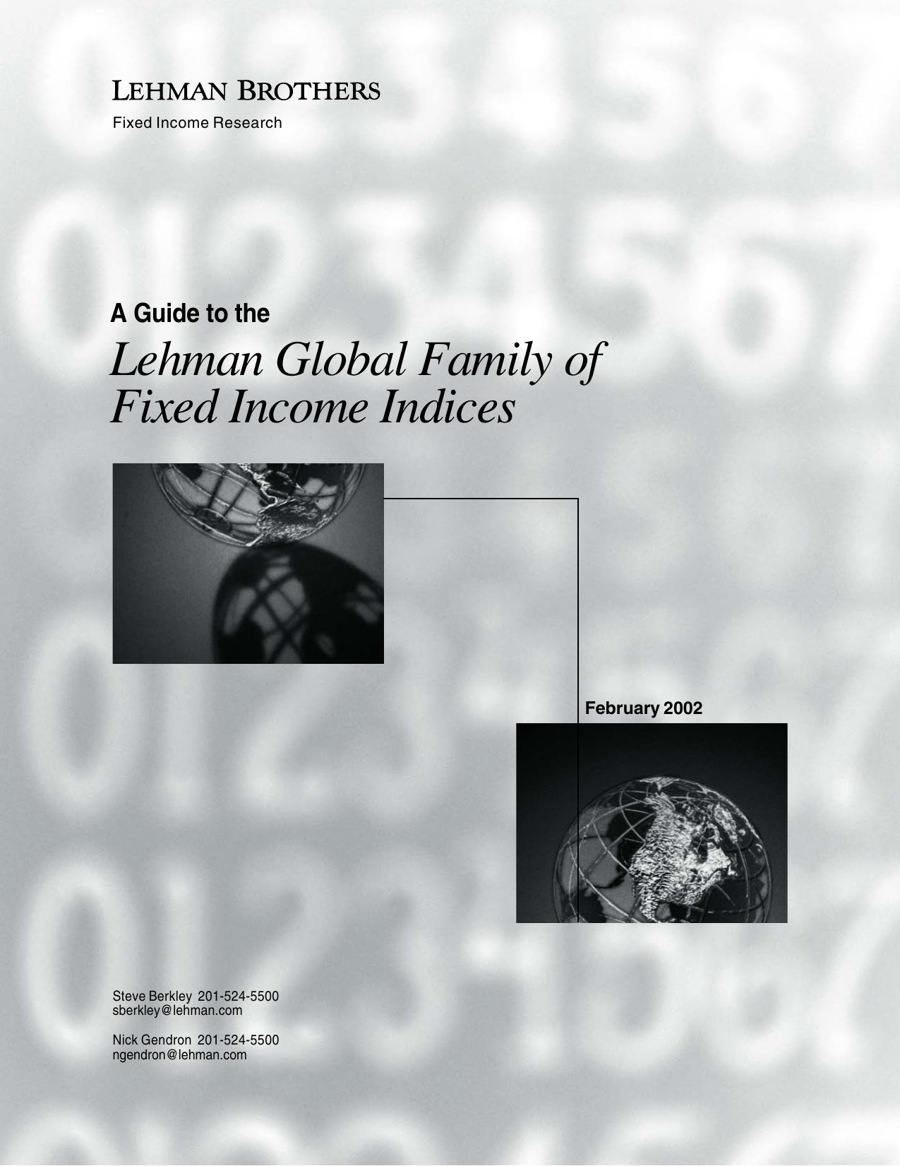[Lehman Brothers] A Guide to the Lehman Global Family of Fixed Income Indices by unknow