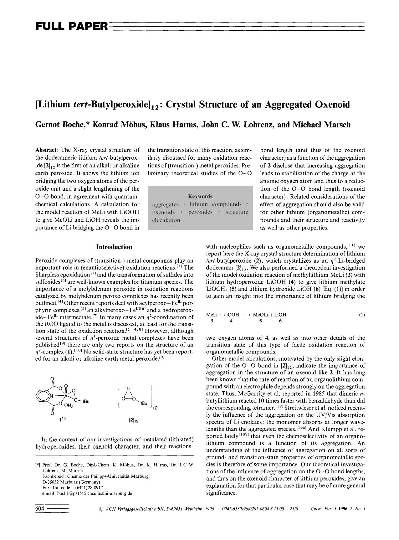 [Lithium tert-butylperoxide]12: Crystal Structure of an Aggregated Oxenoid by Unknown