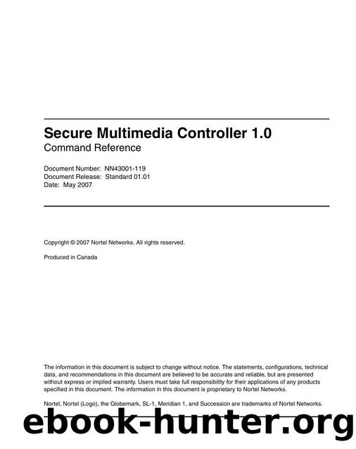 [NN43001-119]  Secure Multimedia Controller Command Reference by Nortel