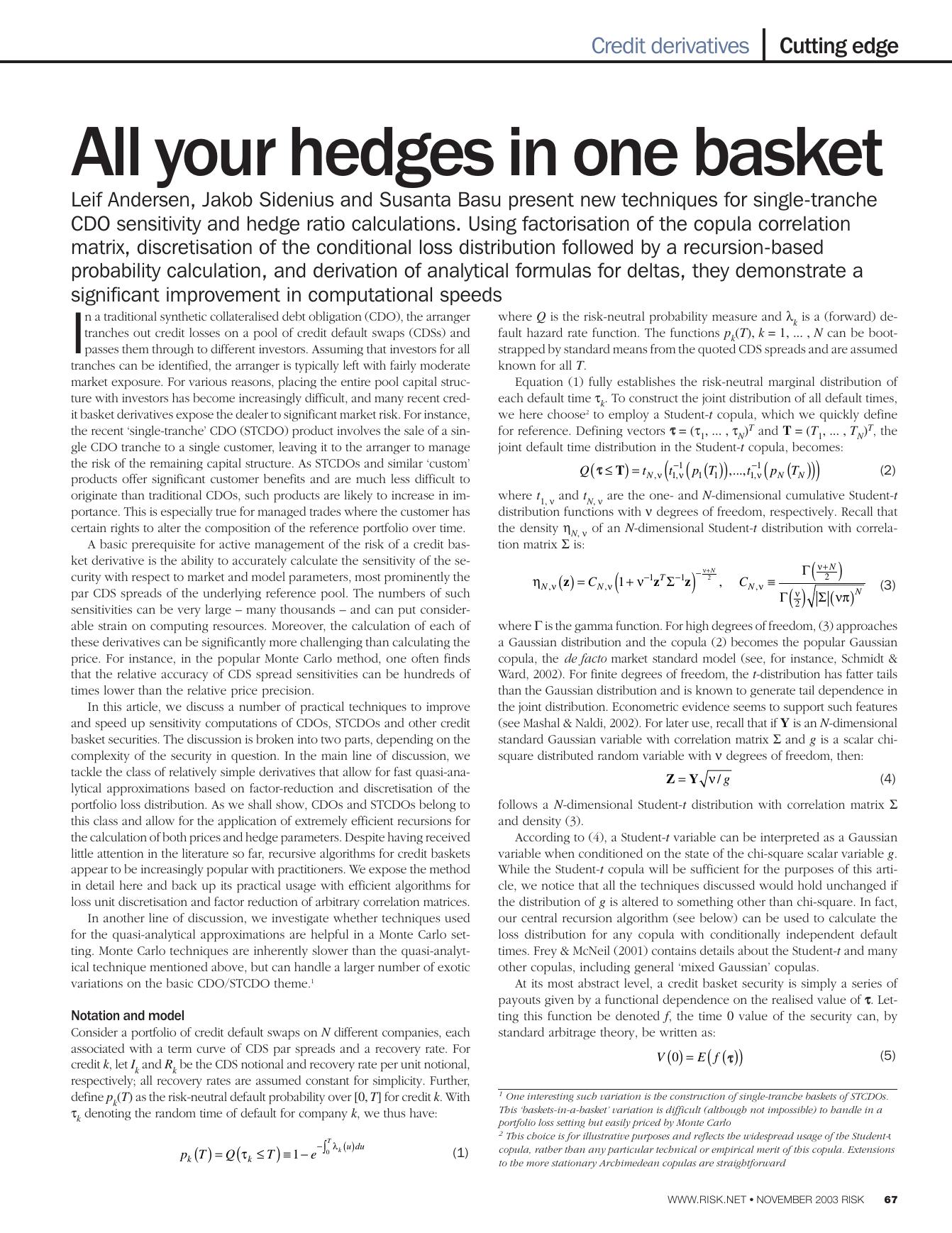 [Risk Magazine, Andersen] All Your Hedges in One Basket by Unknown