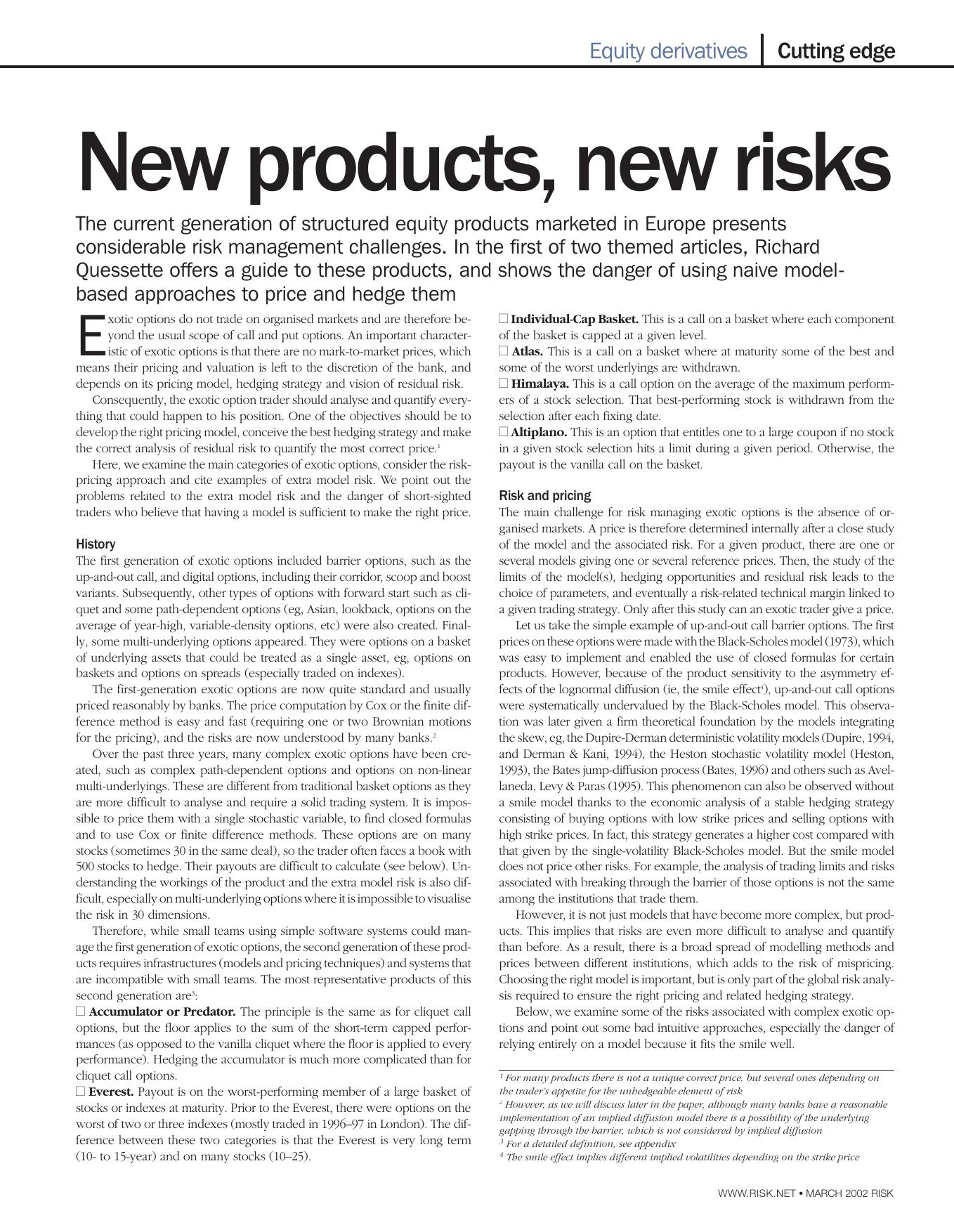 [Risk Magazine, Quessette] New Products, New Risks by Unknown