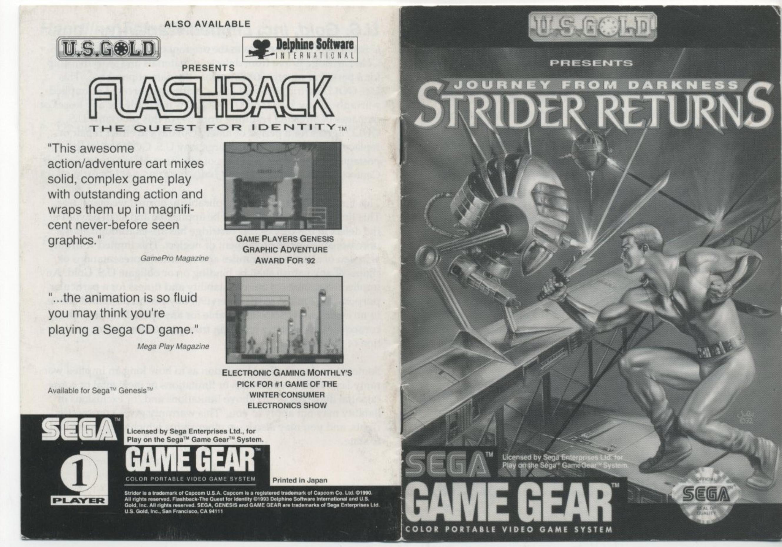 [SEGA GameGear] U.S. Gold Journey from Darkness - Strider Returns (Euro, USA) by Unknown
