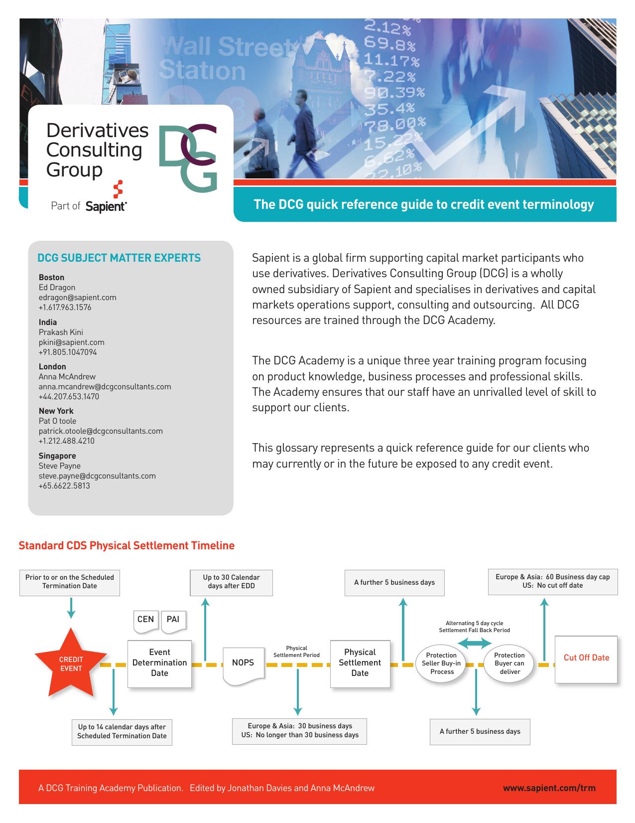 [Sapient Derivatives Consulting Group] The DCG Quick Reference Guide to Credit Event Terminology by Unknown