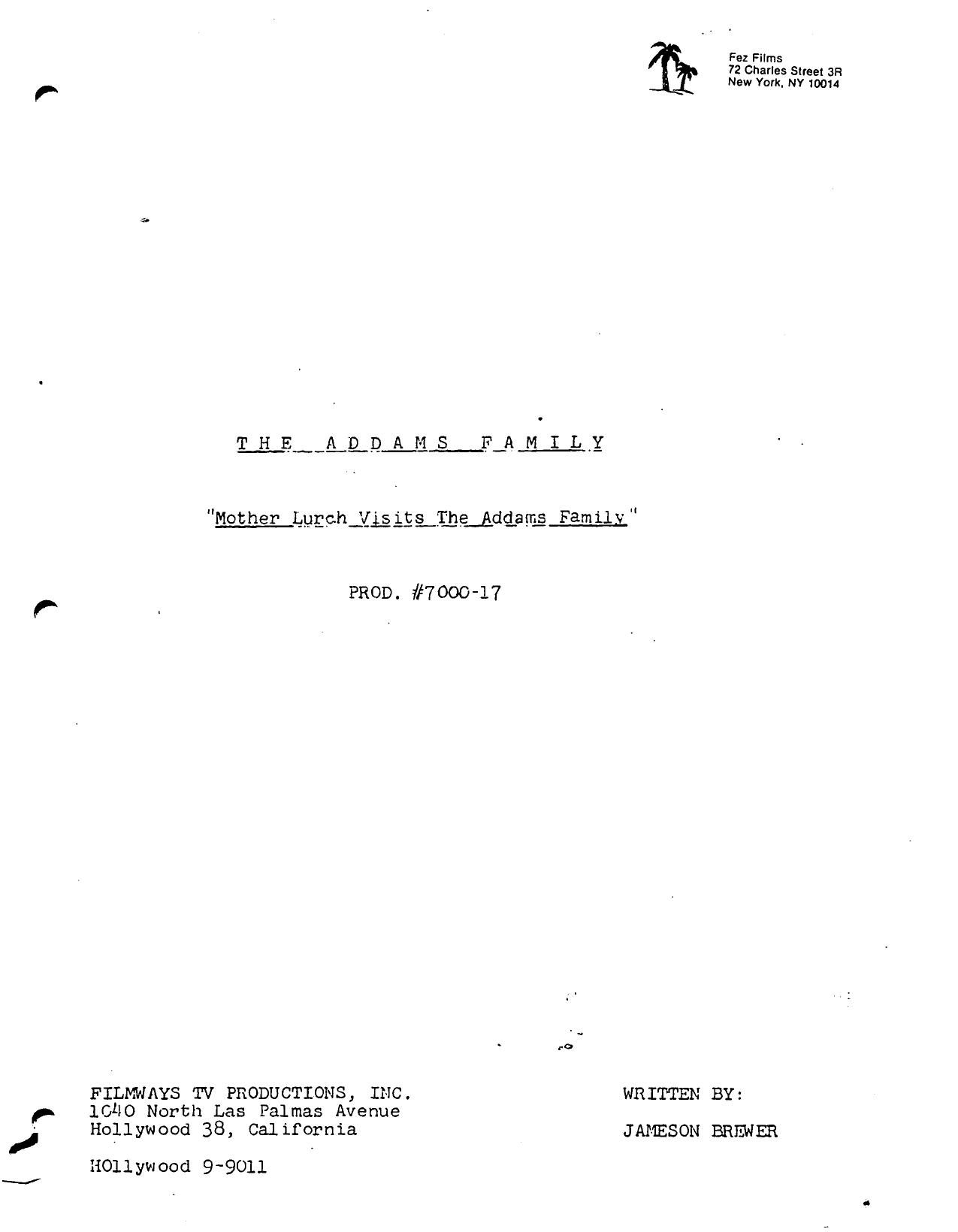 [Scripts] The Addams Family by Mother Lurch Visits the Addams Family